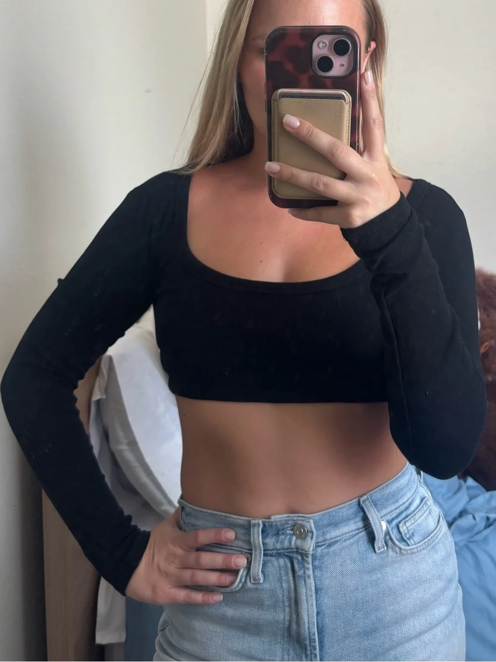 Zara Super Cropped Long Sleeve Top